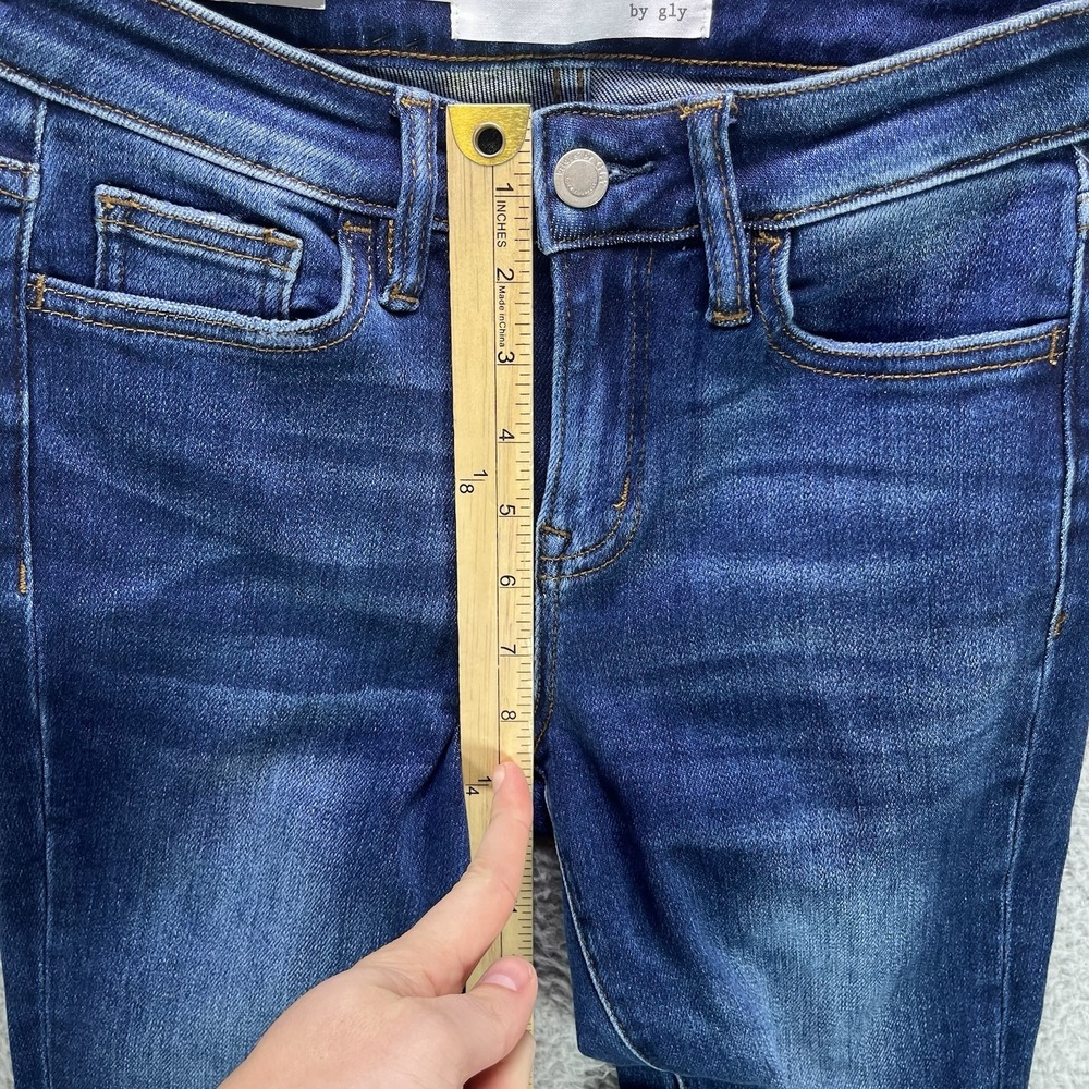 Buckle Bridge By Gly Jeans Womens 24x32 Blue Mid Rise Super Flare Dark Wash NWT - Picture 9 of 13